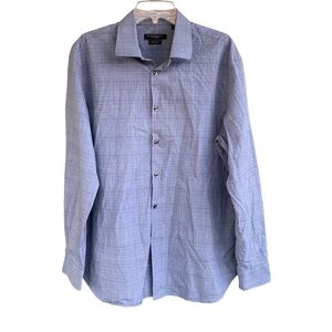 John Varvatos Men's Blue Long sleeves Shirt Size 17 34/35 or XL USA 100% Cotton